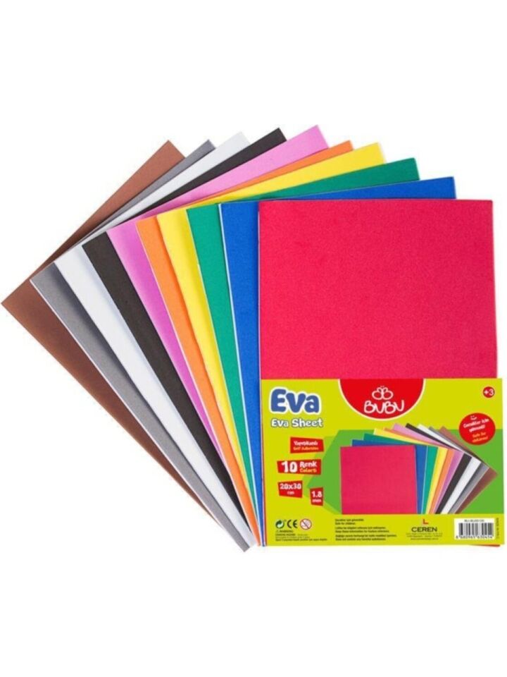 BuBu Yapışkanlı Eva 20X30 Cm Karışık 10 Renk