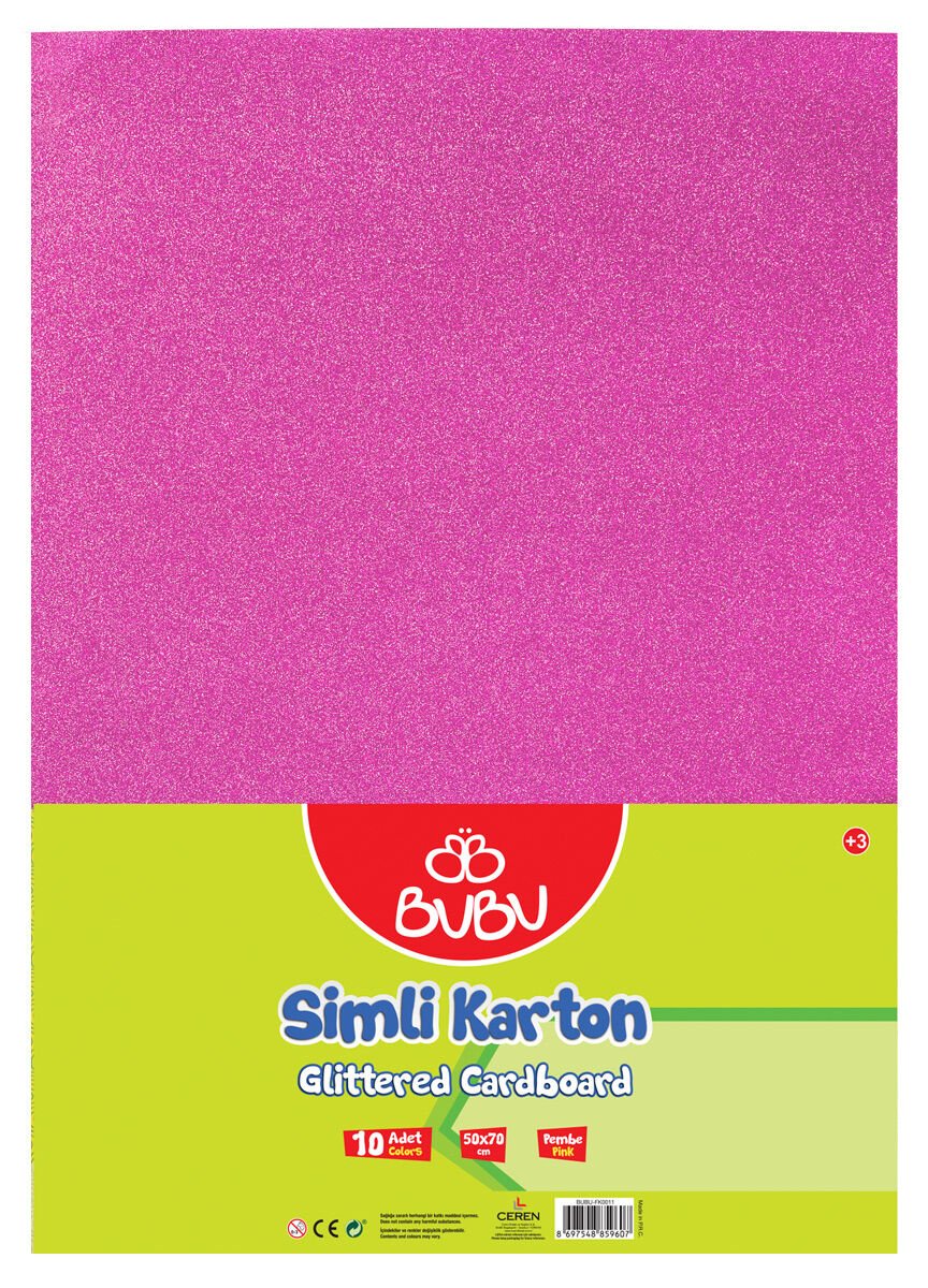 BuBu Simli Fon Kartonu 50 x 70 Pembe 10'lu Paket