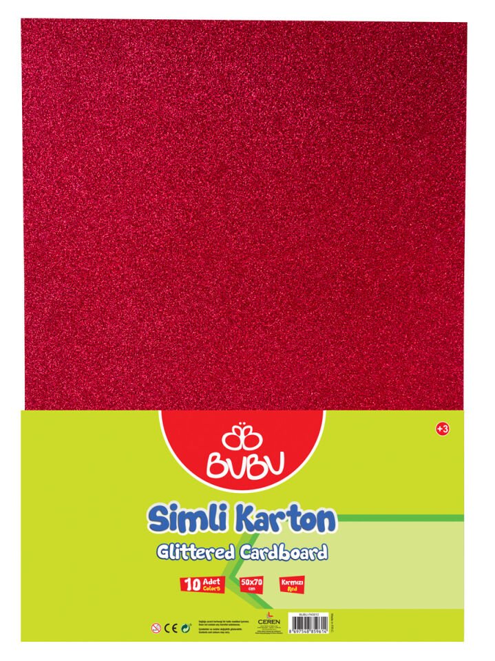 BuBu Simli Fon Kartonu 50 x 70 Kırmızı 10'lu Paket