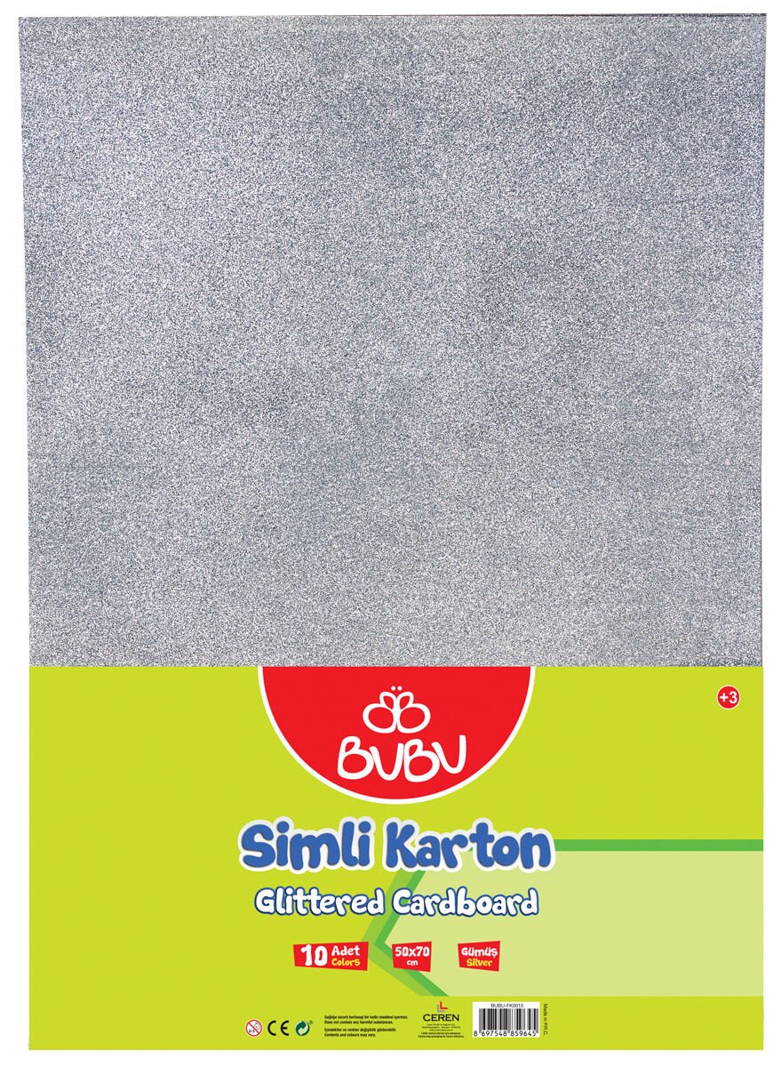 BuBu Simli Fon Kartonu 50 x 70 Gümüş 10'lu Paket