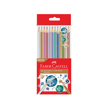 Faber Castell Üçgen Metalik Boya Kalemi 12 Renk