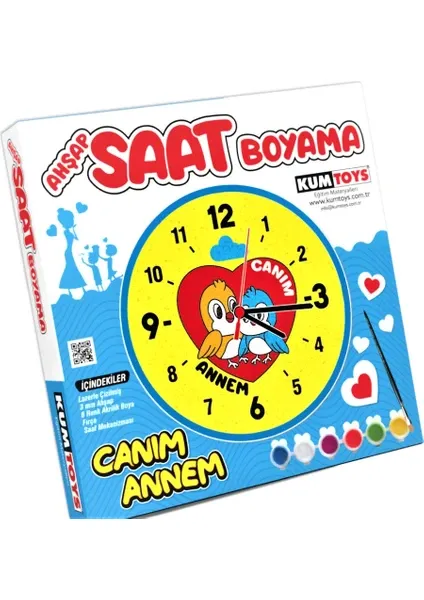 Kumtoys Ahşap Saat Boyama Canım Annem