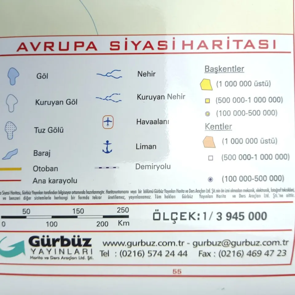 Avrupa Siyasi Haritası (Kaplamalı)