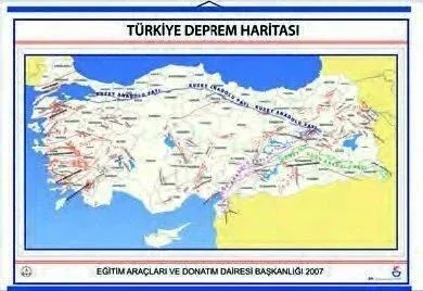 Türkiye Deprem Bölgeleri Haritası( Kaplı ve Çıtalı)